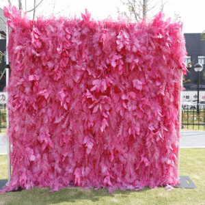 5D Fabric Artificial Rolling Up Hot Pink Artificial Flower Wall
