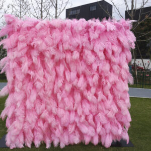 5D Fabric Artificial Rolling Up Curtain Flower Wall – Pink Feather Wall